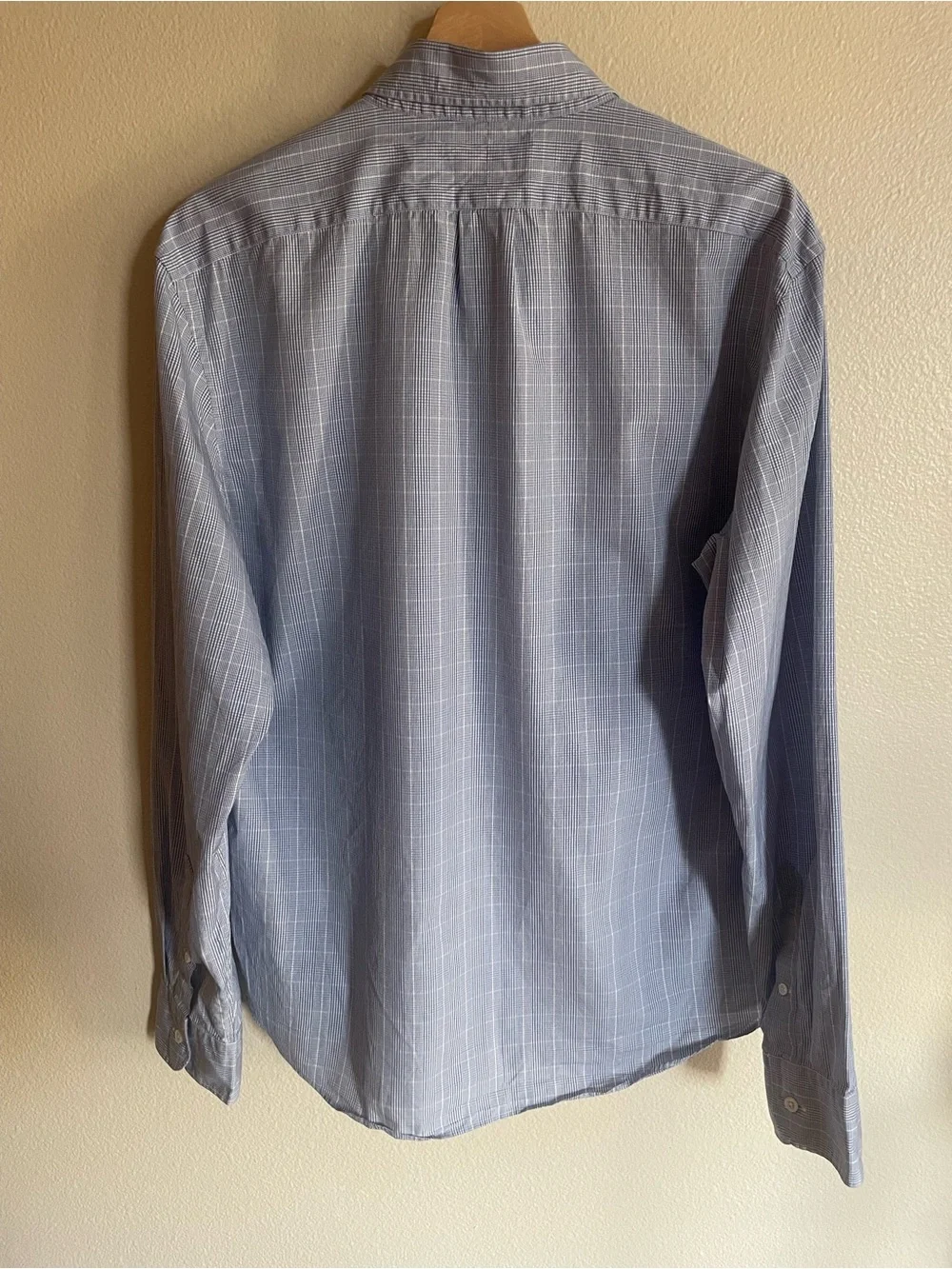 Thomas Mason J. Crew Slim Fit Light Blue and White Checked Slim Dress Shirt